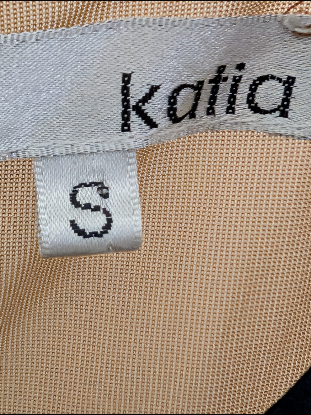 Katia Navy & Tan Abstract Print Jumpsuit Mesh Yoke Peter Pan Collar Size S - Picture 8 of 8
